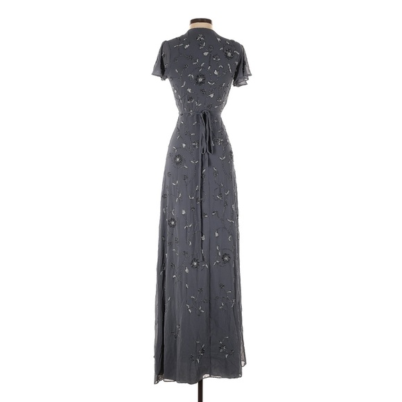 BHLDN Plymouth Dress - Wrap Style, Gray Beaded NWOT, Size 4 - Picture 2 of 5